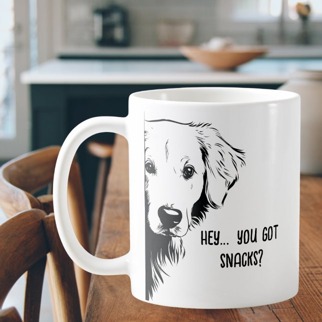 Funny Dog Face & Snacks Dog Mum Humour Coffee Mug (Creator Uploaded)
