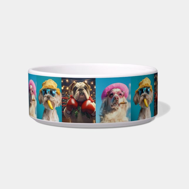 Funny Dog Faces Pet Bowl (Front)