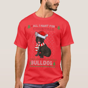 Funny Dog fans Cute Bulldog Santa Hat Ugly Christm T-Shirt