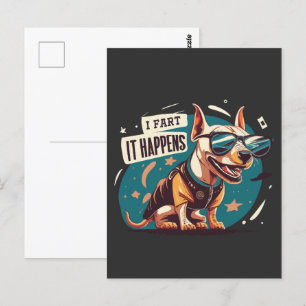 Funny Dog Fart It Happens Postcard