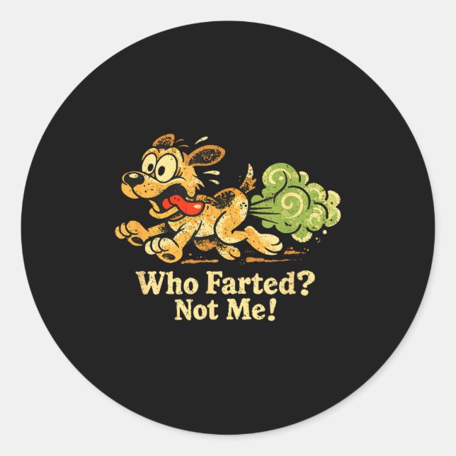 Funny dog fart meme artwork  classic round sticker (Front)