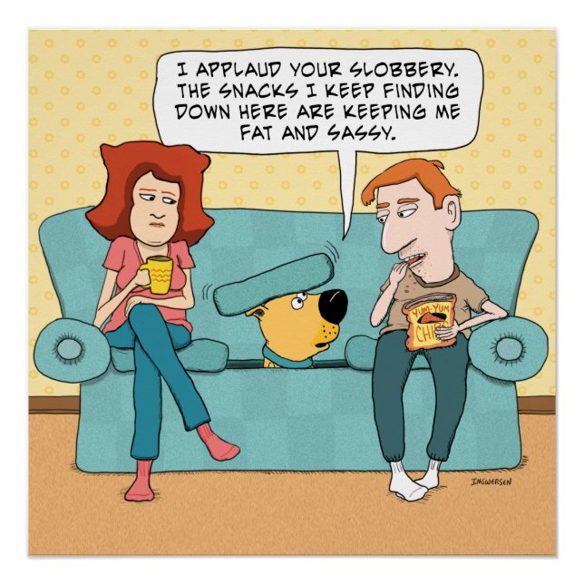 Funny Dog Finding Snacks Poster (Front)