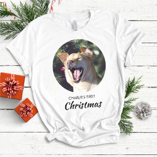 Funny Dog First Christmas Personalised Dog Photo T-Shirt