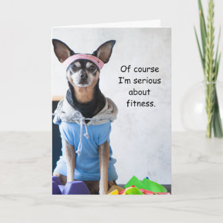 Funny Dog Fitness Pizza Card
