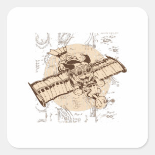 Funny Dog Flying - Geeky Puppy Square Sticker