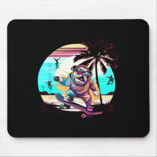 Funny Dog French Bulldog Skateboarding Skateboard  Mouse Pad