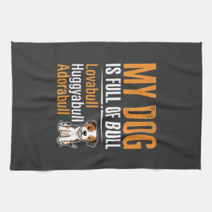 Funny Dog Full Of Bull Design Tea Towel