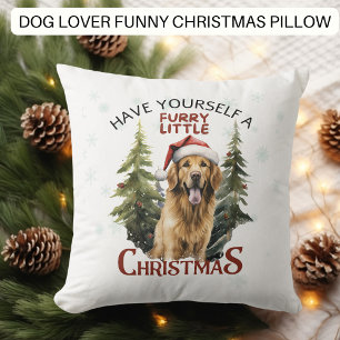 Funny Dog Furry Little Christmas Cushion