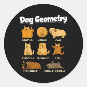 Funny Dog Geometry Math Teacher Back To School Classic Round Sticker