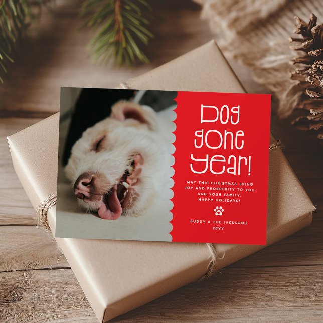 Funny 'Dog Gone Year' Pet Photo Holiday Card (Creator Uploaded)