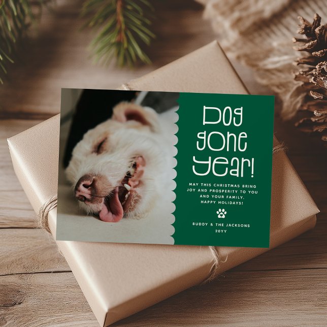 Funny 'Dog Gone Year' Pet Photo Holiday Card (Creator Uploaded)