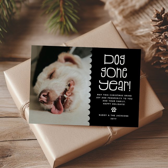 Funny 'Dog Gone Year' Pet Photo Holiday Card (Creator Uploaded)