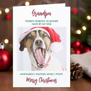 Funny Dog Granddog Grandpa Pet Photo Christmas Holiday Card