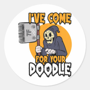 Funny Dog Groomer Brush Your Dog Grooming Reaper H Classic Round Sticker