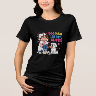 Funny Dog Hair Is My Glitter Kawaii Girl Tri-Blend Shirt
