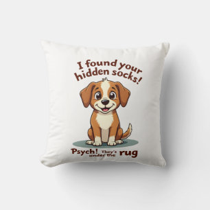 Funny Dog Hidden Socks Quote Vintage Cartoon Pet H Cushion