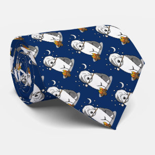 Funny Dog Hiker Camper Old English Sheepdog Grey 1 Tie