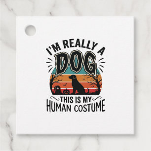 Funny Dog Human Costume Halloween Vintage Dog Desi Favour Tags