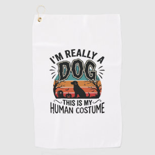 Funny Dog Human Costume Halloween Vintage Dog Desi Golf Towel