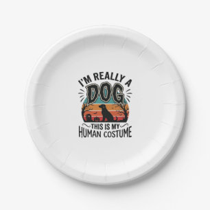 Funny Dog Human Costume Halloween Vintage Dog Desi Paper Plate
