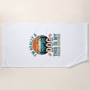 Funny Dog Human Costume Vintage Halloween Shirt_1 Beach Towel