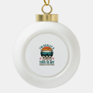 Funny Dog Human Costume Vintage Halloween Shirt_1 Ceramic Ball Christmas Ornament