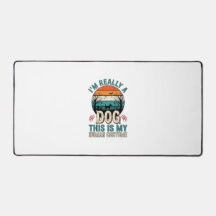 Funny Dog Human Costume Vintage Halloween Shirt_1 Desk Mat