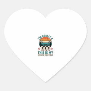 Funny Dog Human Costume Vintage Halloween Shirt_1 Heart Sticker