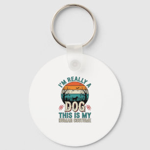 Funny Dog Human Costume Vintage Halloween Shirt_1 Key Ring