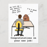 Funny dog illustration congratulations new job pos