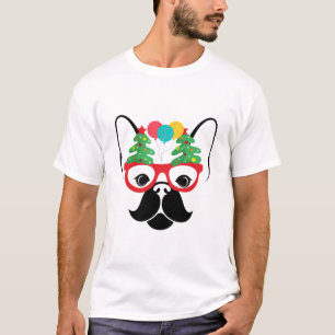 funny dog in reindeer antlers headband holding paw T-Shirt