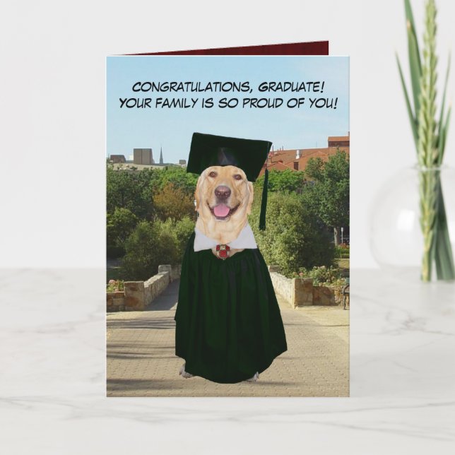 Funny Dog/Lab Graduation from Family Card (Front)