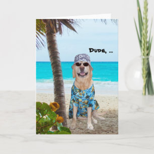 Funny Dog/Lab Hawaiian Birthday Card