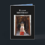 Funny Dog/Lab Male Birthday Card<br><div class="desc">A customisable funny birthday card for a male. On the front is professional Moses. The text is: "It's your BIRTHDAY!" Inside: "Get away and do something fun!" Inside there's a picture of Moses in a woodie convertible at the beach. You can customise the background colours and the text. The beach...</div>