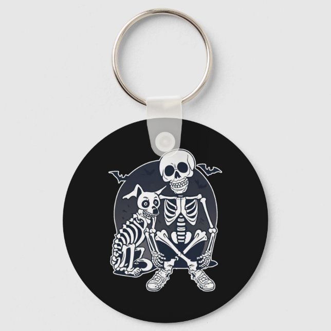 Funny Dog Like Bones Halloween Skeleton Costume  Key Ring (Front)