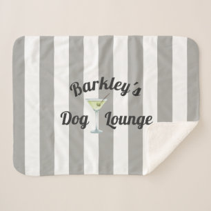 Funny Dog Lounge Personalised Taupe Stripes Sherpa Blanket