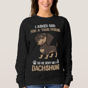 Funny Dog Lover Asked God For True Friend Sent Me  Sweatshirt