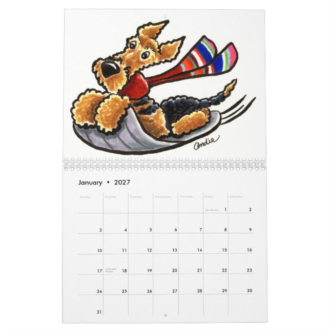 Funny Dog Lover Cartoons Calender by Off-Leash Art Calendar (Jan 2027)