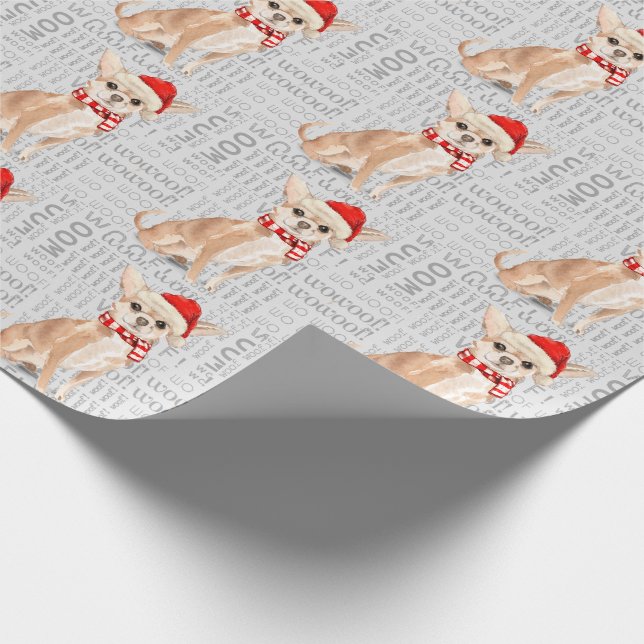 Funny Dog Lover Chihuahua Christmas Wrapping Paper (Corner)