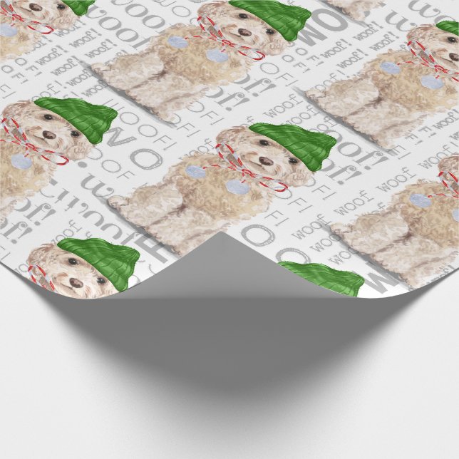 Funny Dog Lover Christmas Champagne Cockapoo Wrapping Paper (Corner)
