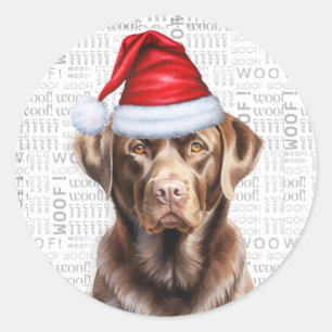 Funny Dog Lover Christmas Chocolate Labrador Classic Round Sticker