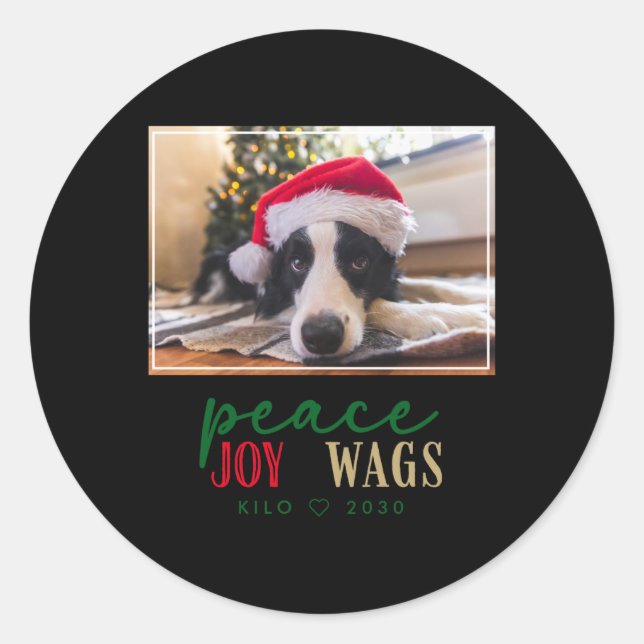 Funny Dog Lover Christmas Photo Cute D T Shirt  Classic Round Sticker (Front)