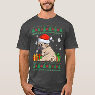 Funny Dog lover Cute Pug Santa hat Ugly Christmas  T-Shirt