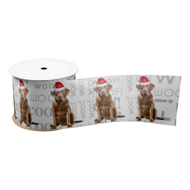Funny Dog Lover Cute Retriever Dog Christmas Satin Ribbon (Spool)