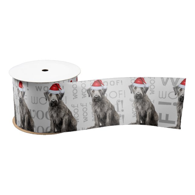 Funny Dog Lover Cute Wolfhound Dog Christmas Satin Ribbon (Spool)