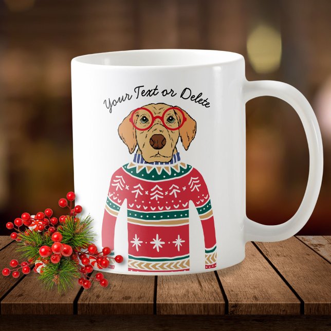 Funny Dog Lover Dog Wearing Ugly Christmas Sweater Coffee Mug (Creator Uploaded)
