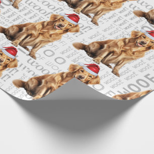 Funny Dog Lover Golden Retriever in a Santa Hat Wrapping Paper