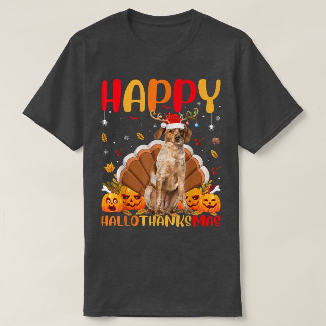 Funny Dog Lover Happy Brittany Spaniel Dog HelloTh T-Shirt (Design Front)