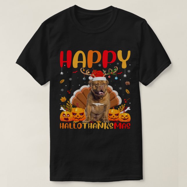 Funny Dog Lover Happy Dogue De Bordeaux Dog HelloT T-Shirt (Design Front)