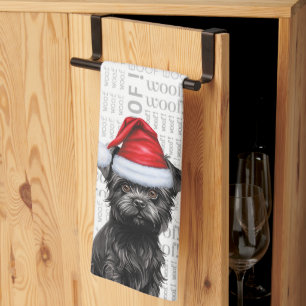 Funny Dog Lover Holiday Affenpinscher Christmas Tea Towel